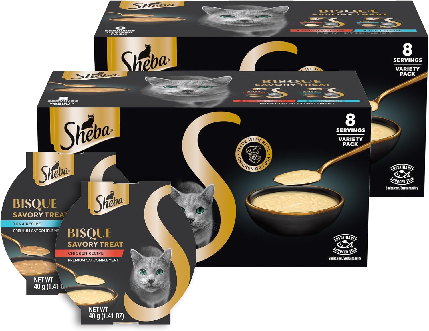 Sheba Bisque Lickable Cat Treats & Cat Food Toppers Chicken Recipe, 1.4 oz. Bowls, 14 Count - Image 9