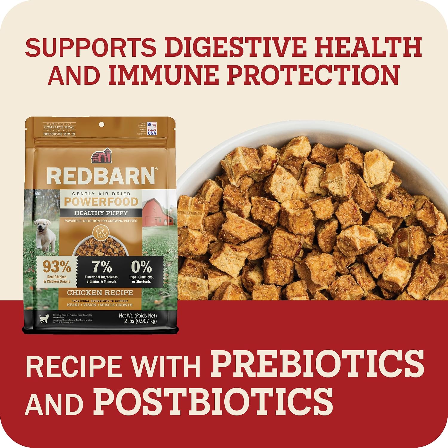 Redbarn Powerfood Air Dried Puppy Food 2 lbs - 93% Real Chicken & Organs High Protein Dry Recipe for Healthy Growth Development Immunity & Digestive Health - Image 13