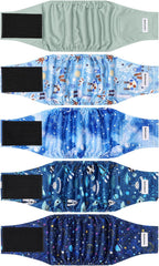5 Pack Dog Diapers Male, High Absorbing Dog Wraps, Belly Bands for Male Dogs with Incontinence or Frequent Urination, Washable Doggie Diapers S, Space - Image 11