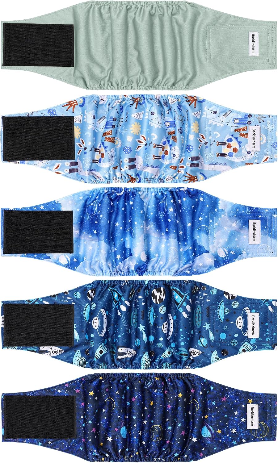 5 Pack Dog Diapers Male, High Absorbing Dog Wraps, Belly Bands for Male Dogs with Incontinence or Frequent Urination, Washable Doggie Diapers S, Space - Image 11