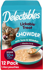 Delectables Lickable Treat Chowder Wet Cat Treat with Real Tuna & Whitefish, Food Topper, Hydrating, Grain-Free, No Fillers, By-Products, Added Preservatives, 1.4oz Pouch, 12ct - Image 10