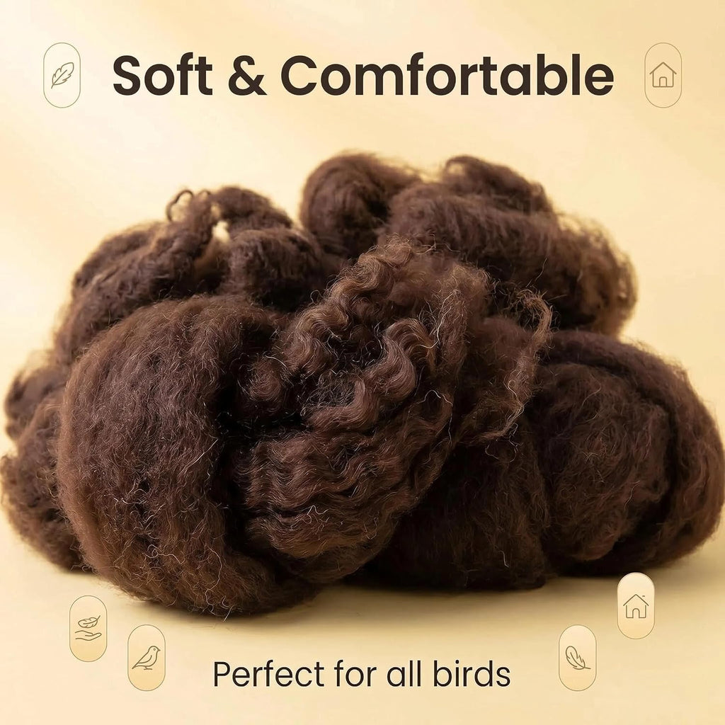 Alpaca fiber bundle packaged for birds and small pets