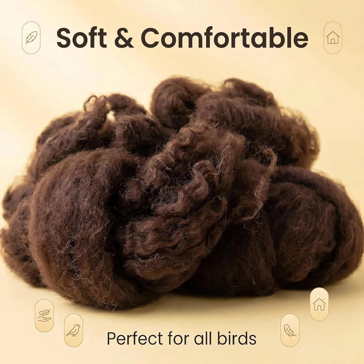 Alpaca fiber bundle packaged for birds and small pets