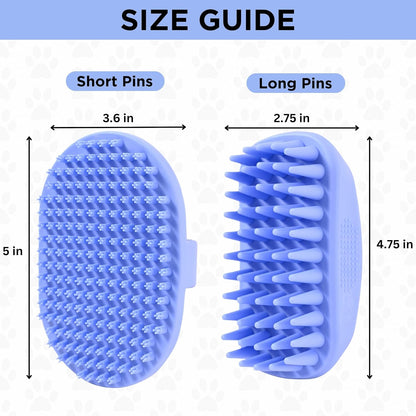 We Love Doodles pet shower brush being held by the adjustable strap