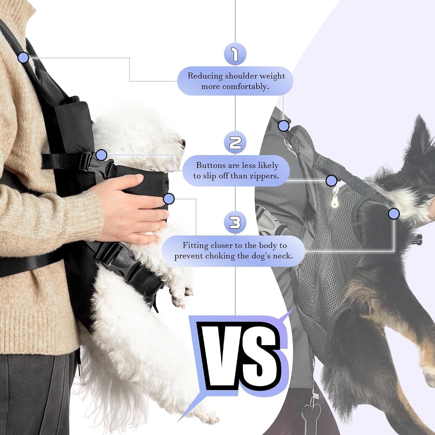 YUDODO breathable mesh dog backpack side view illustrating ergonomic shoulder straps
