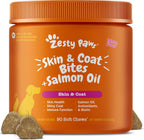 Zesty Paws Salmon Oil Skin and Coat bites front view container