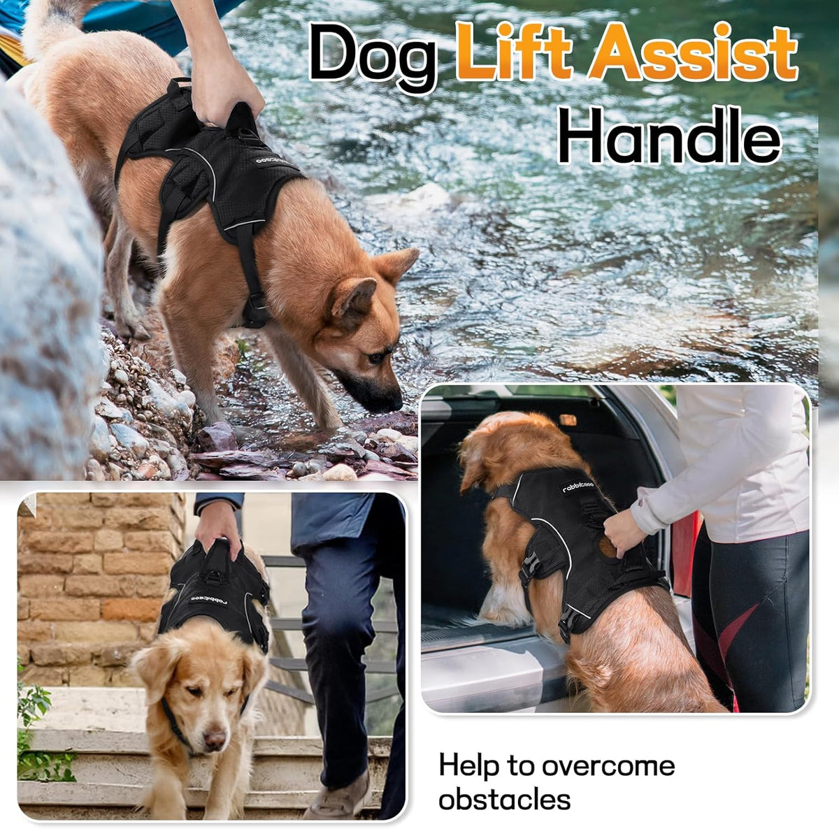 Rabbitgoo pet harness reflective strips detail