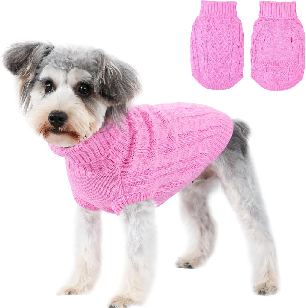 Dog Sweaters for Small Dogs Knit Small Dog Sweater Warm Winter Dog Clothes Girl Turtleneck Puppy Sweater Sleeveless Chihuahua Clothes for Cold Weather Solid Stretchy Pet Cat Outfit (Rose, S) - Image 15