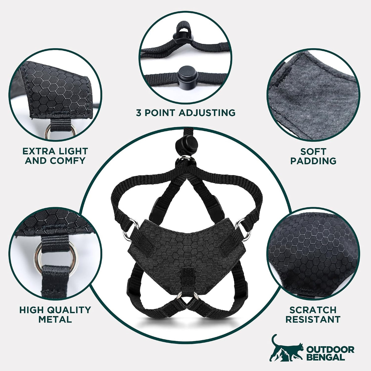 Houdini(TM) Escape Proof Cat Harness and Leash (Black, M/L) - Image 6