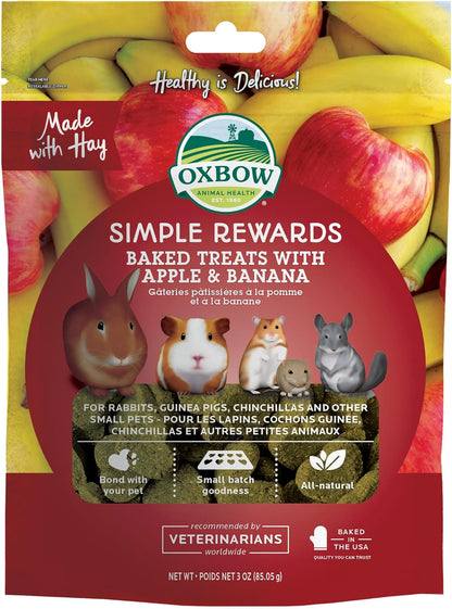 Oxbow Simple Rewards Apple Banana Treats front view packaging