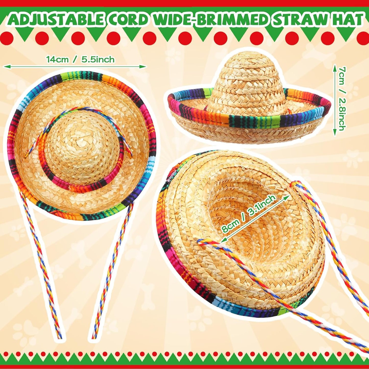 Bulyoou miniature pet outfit set with machine washable dress and durable structured puppy sombrero.