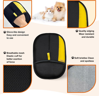 Reusable electrostatic fur removal glove swiping pet hair off car seats