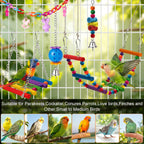 Kyouki parrot toy set components including hammock and chain bridge
