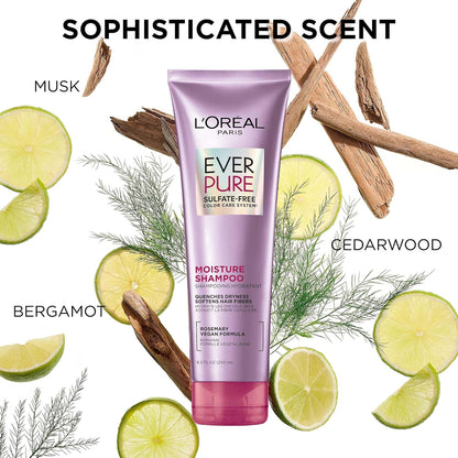 L'Oral Paris Moisture Sulfate Free Shampoo, Hair Care for Color-Treated Hair with Rosemary Botanicals, EverPure, 8.5 Fl Oz - Image 9