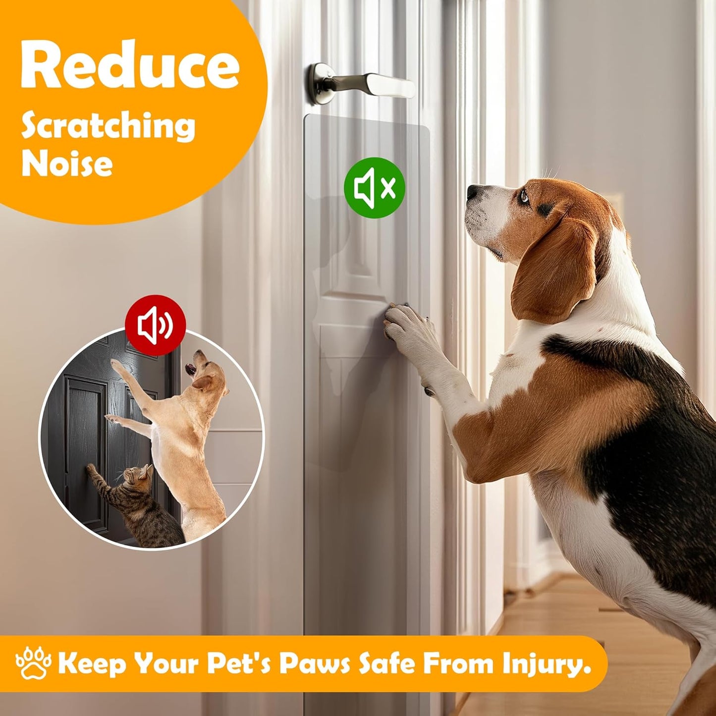 Transparent cat scratch guard for door frames and walls