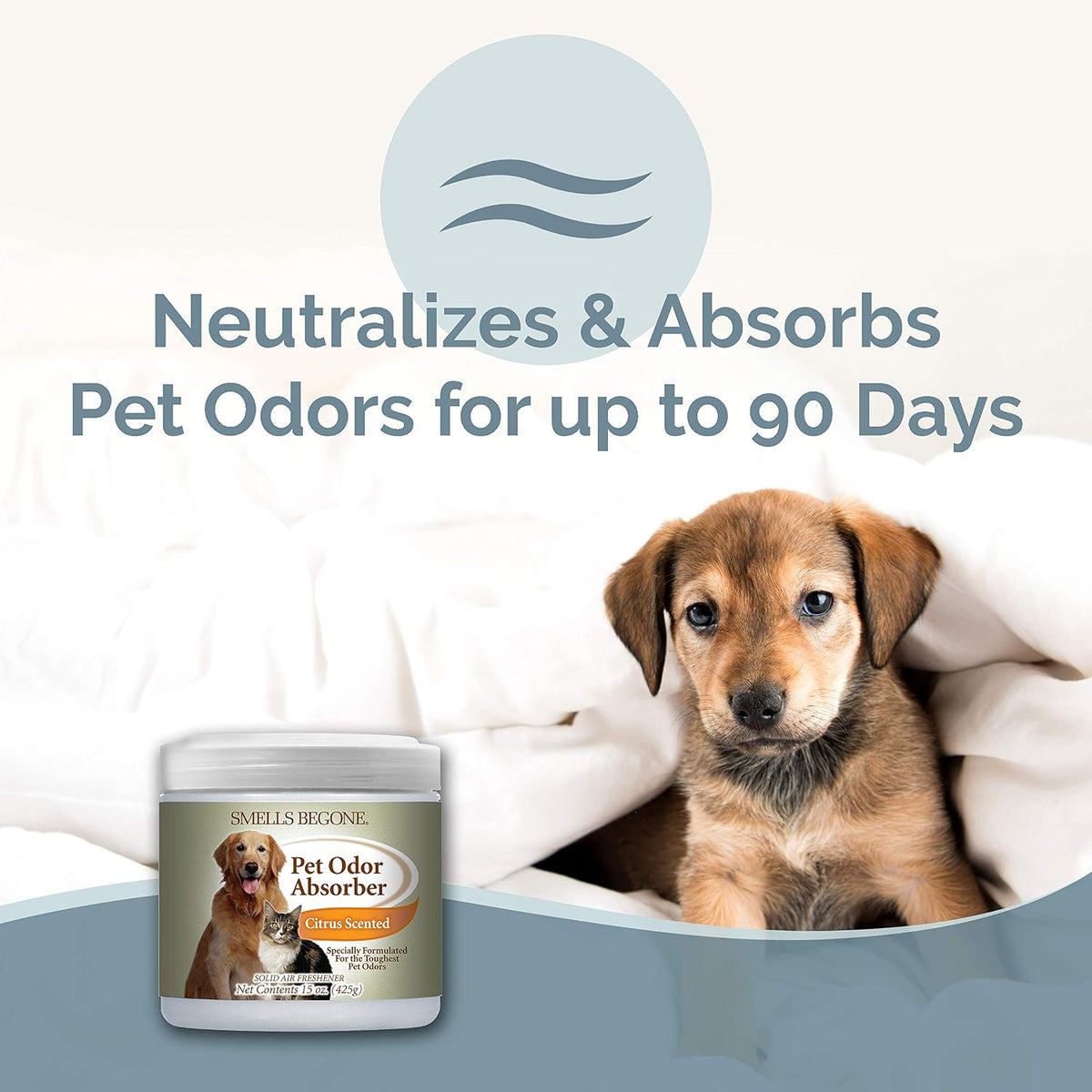 Smells BEGONE Citrus Scent fifteen ounce jars for litter boxes