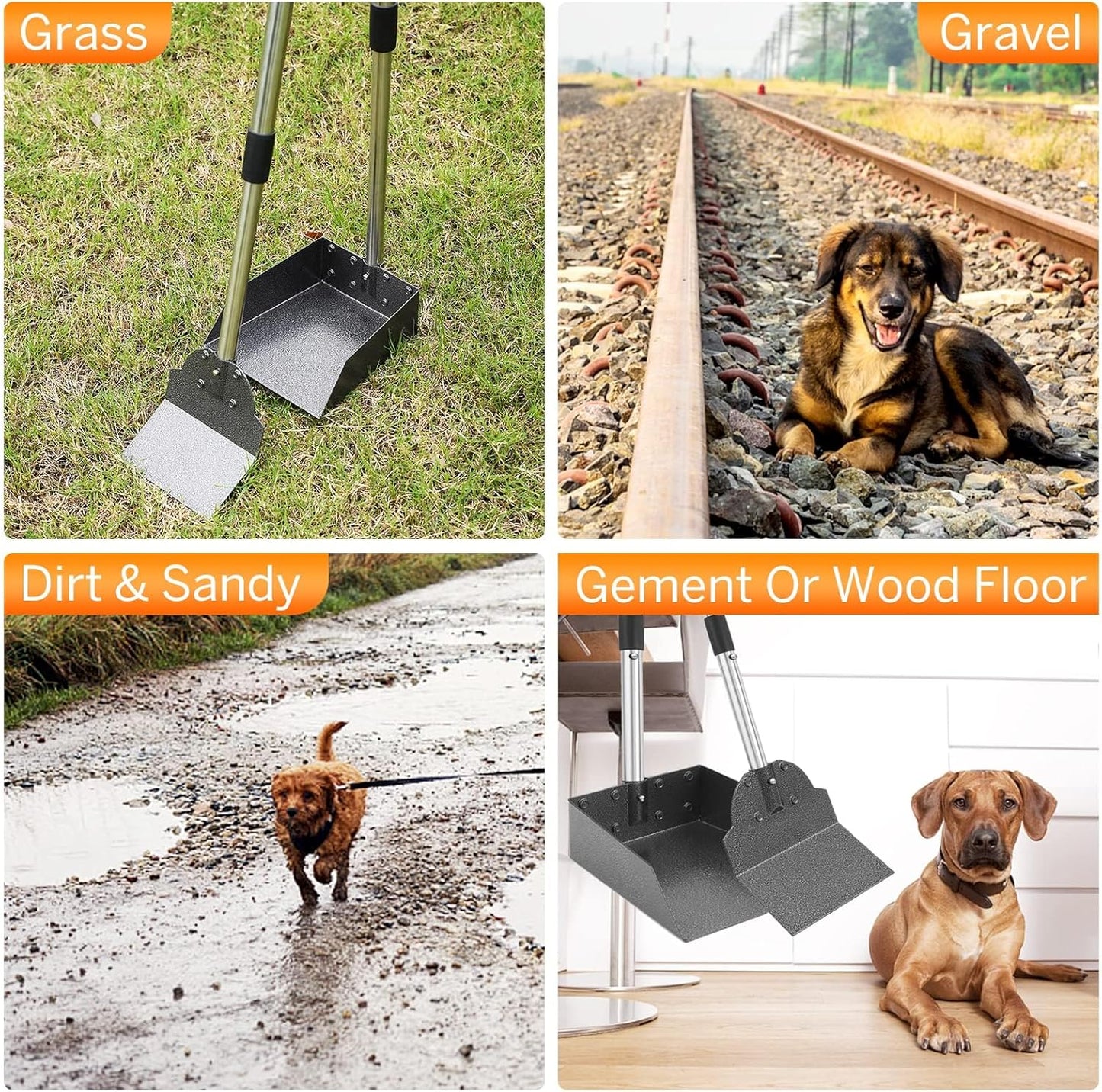Ergonomic comfort grip handle on a premium imported pet clean up tool
