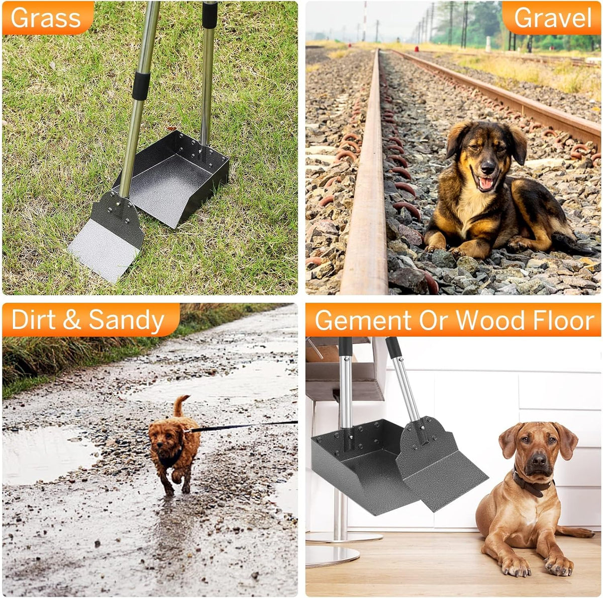Ergonomic comfort grip handle on a premium imported pet clean up tool