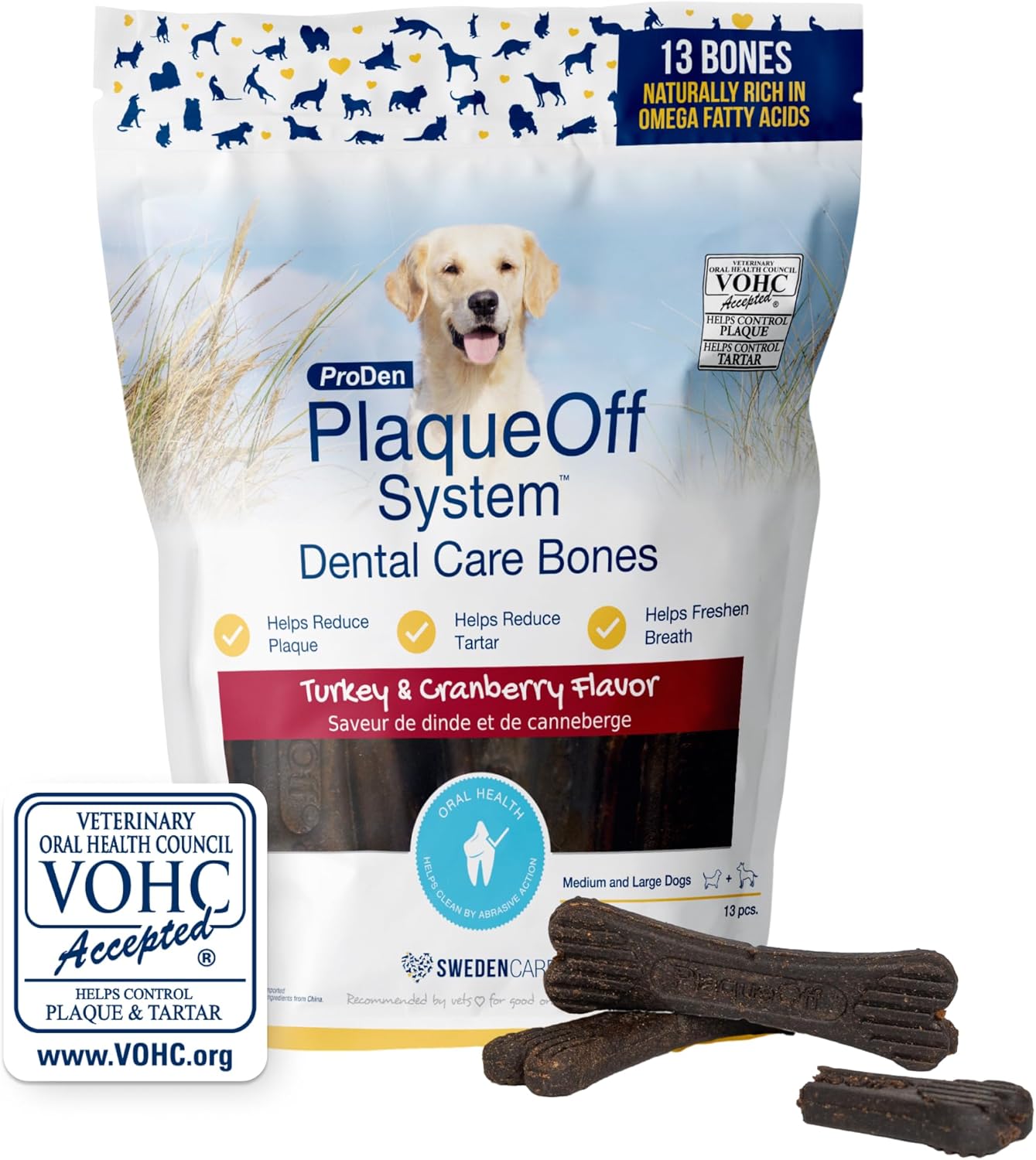 ProDen PlaqueOff System Dental Care Bones - Dog Teeth Cleaning Bones for Oral Hygiene -Medium/Large Canine Formula - Bacon Flavor -17 oz(Packaging May Vary) - Image 12