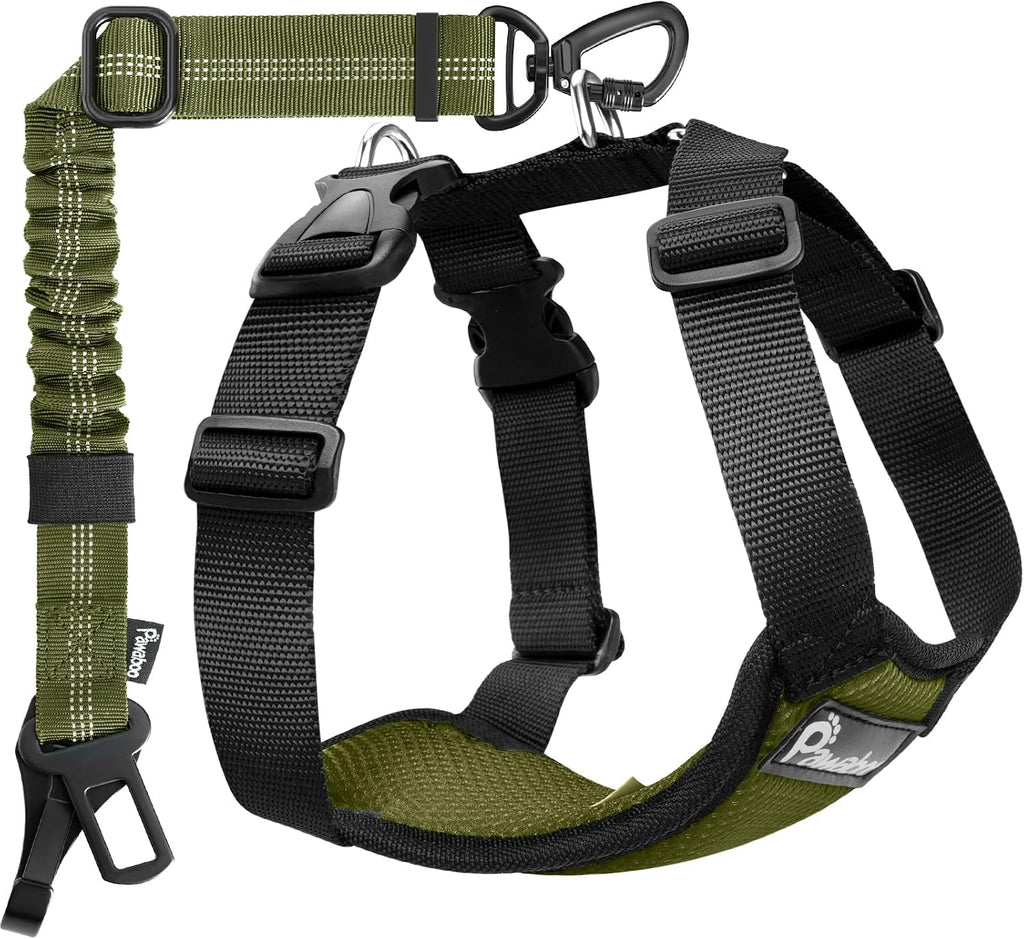 Pawaboo Dog Seat Belt Harness for Car, Dog Car Harness Seatbelt with Double Clips, Adjustable Breathable Pet Vest & Dogs Safety Tether with Elastic Bungee for Small Medium Large Pet, L, Black - Image 12