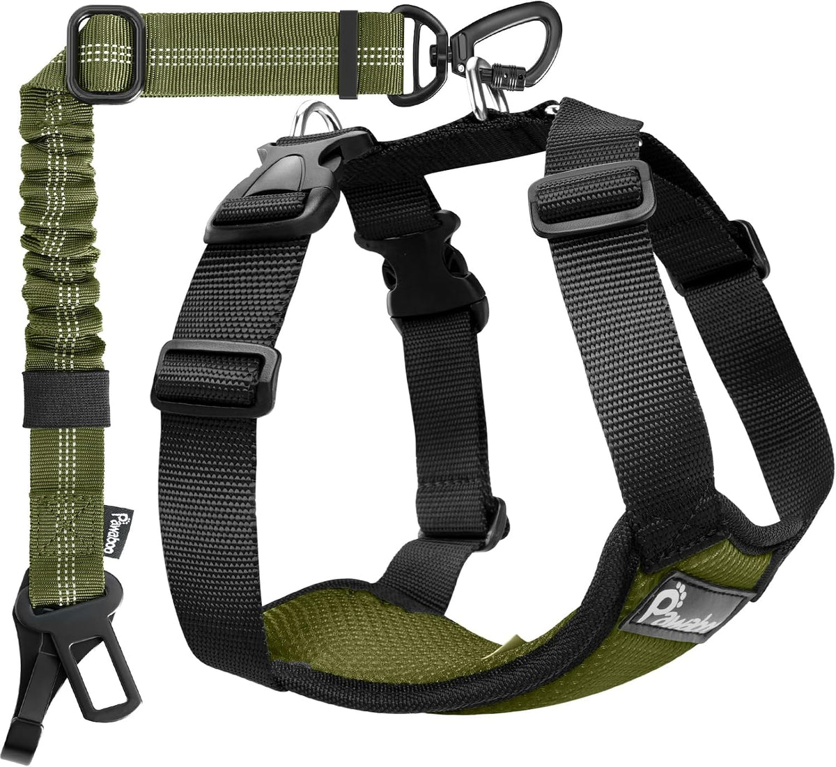 Pawaboo Dog Seat Belt Harness for Car, Dog Car Harness Seatbelt with Double Clips, Adjustable Breathable Pet Vest & Dogs Safety Tether with Elastic Bungee for Small Medium Large Pet, L, Black - Image 12