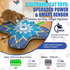 Close up view of the smart motion sensor and touch activated power interface on the pet toy.
