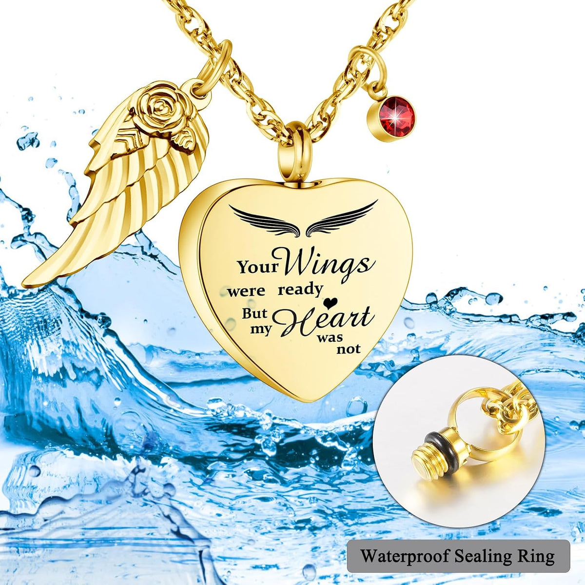 Pet loss sympathy gift gold heart ashes pendant packaging