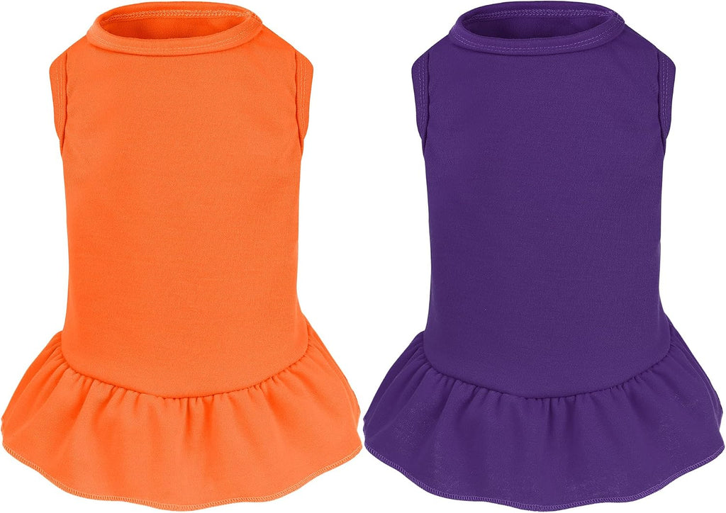 2 Pcs Dog Dresses Cat Skirt Solid Color Dog Clothes Summer Sleeveless Puppy Girl Clothes for Small Pet Dogs Cats (Yellow,Pink, Small) - Image 11