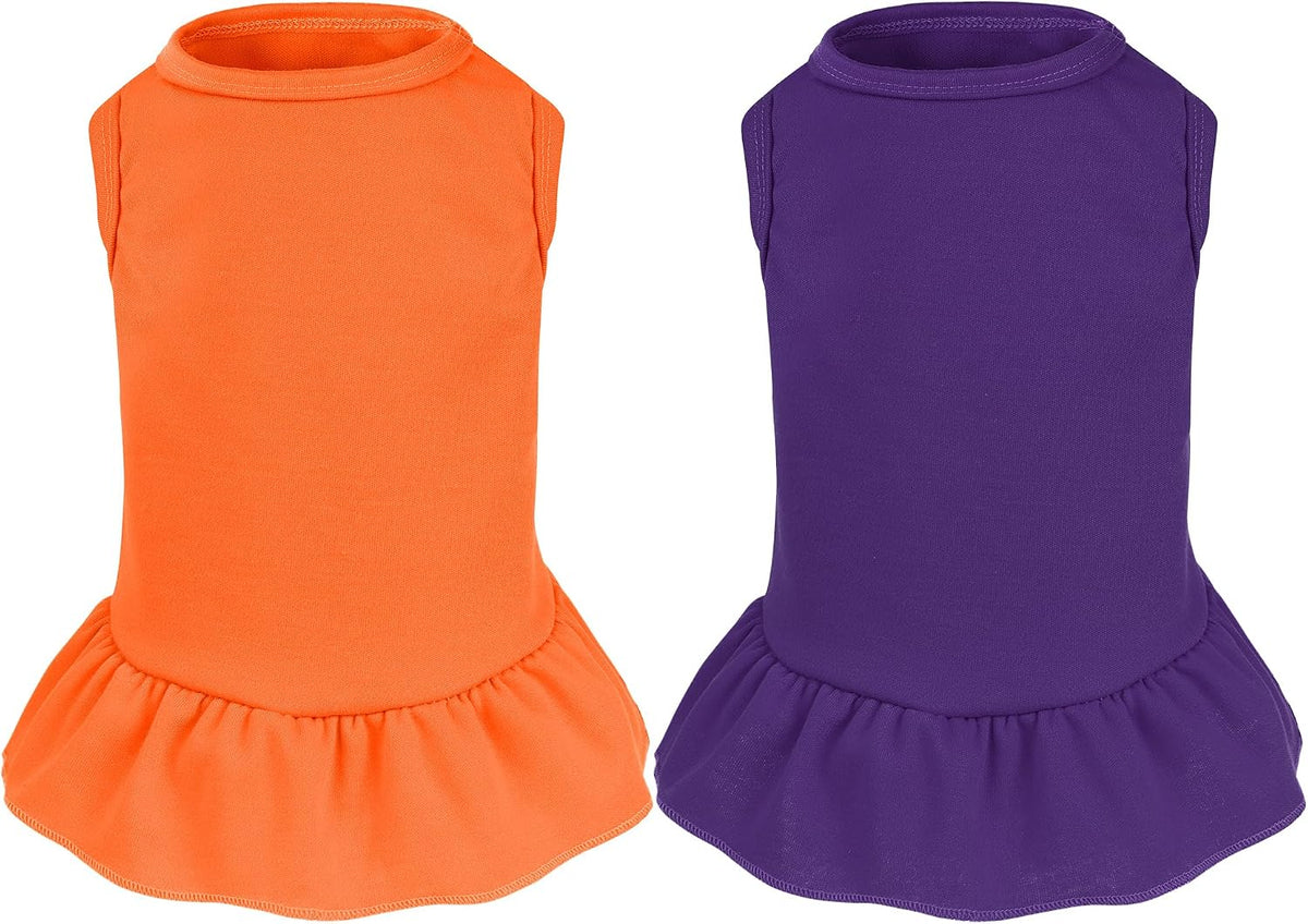 2 Pcs Dog Dresses Cat Skirt Solid Color Dog Clothes Summer Sleeveless Puppy Girl Clothes for Small Pet Dogs Cats (Yellow,Pink, Small) - Image 11