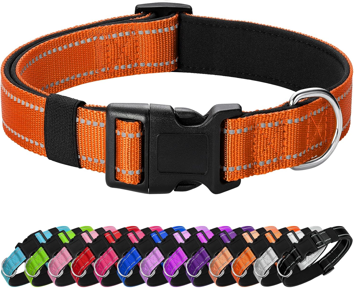 Reflective Dog Collar Padded with Soft Neoprene Breathable Quick Release Basic Dog Collars for Medium Dogs Purple Girl - Image 14