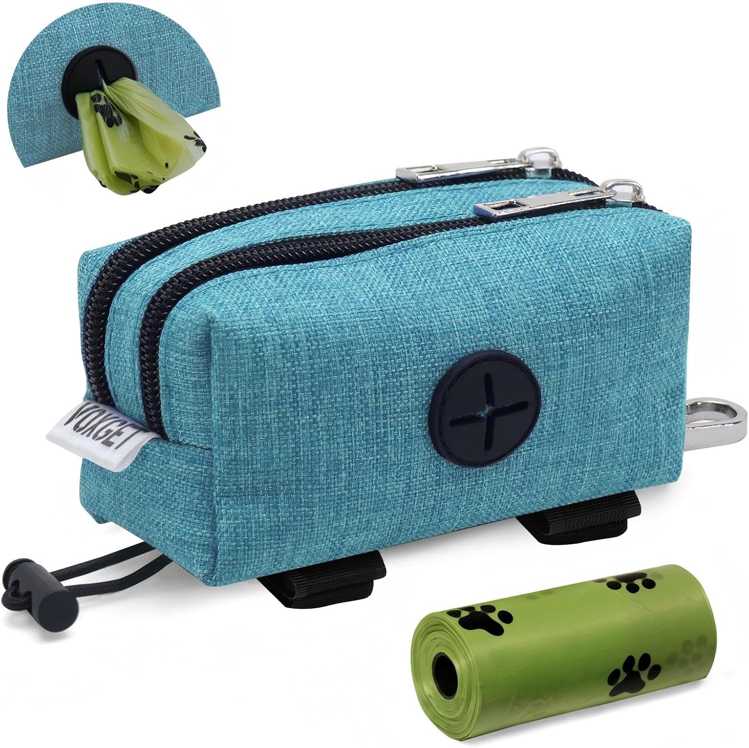 Dog Poop Bag Holder for Leashes, Puppy Treat Pouch Carrier with 2 Zipper Pockets and Clip for Pets Doggy Training, Dog Waste Bag Dispenser with 1 Roll Poop Bags for Walking Accessories (Black) - Image 9