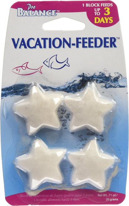 Penn-Plax automatic slow dissolve vacation fish feeder blocks package rear view.