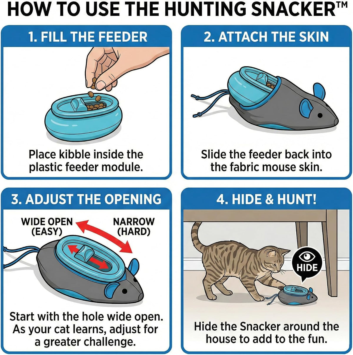 Spot Doc And Phoebes Cat Hunting Snacker adjustable sliding opening feature