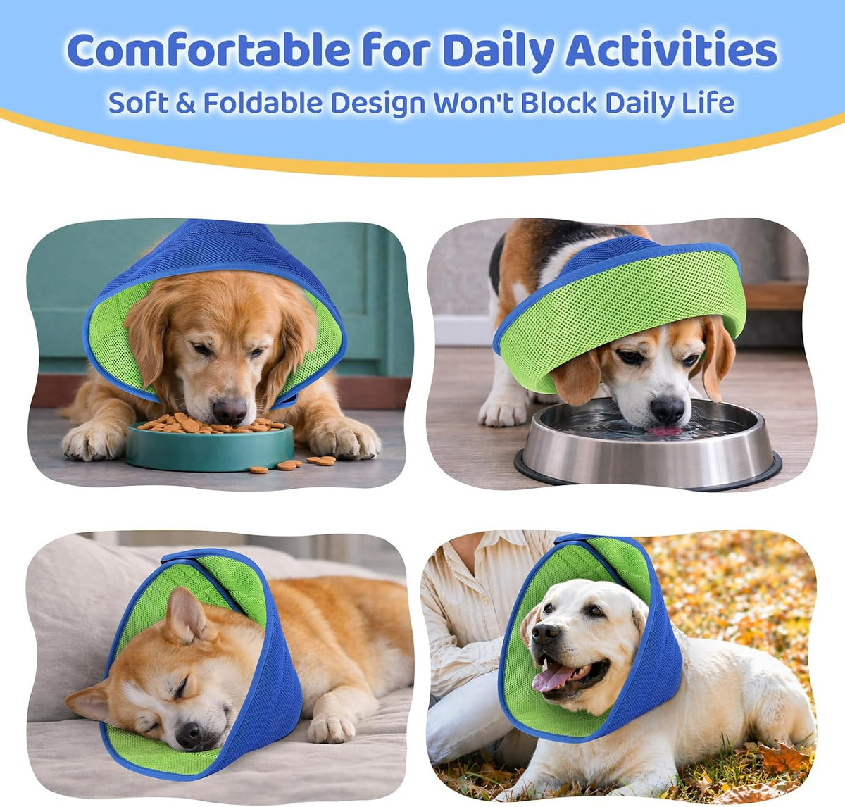 Foldable design of babday soft dog cone for easy storage