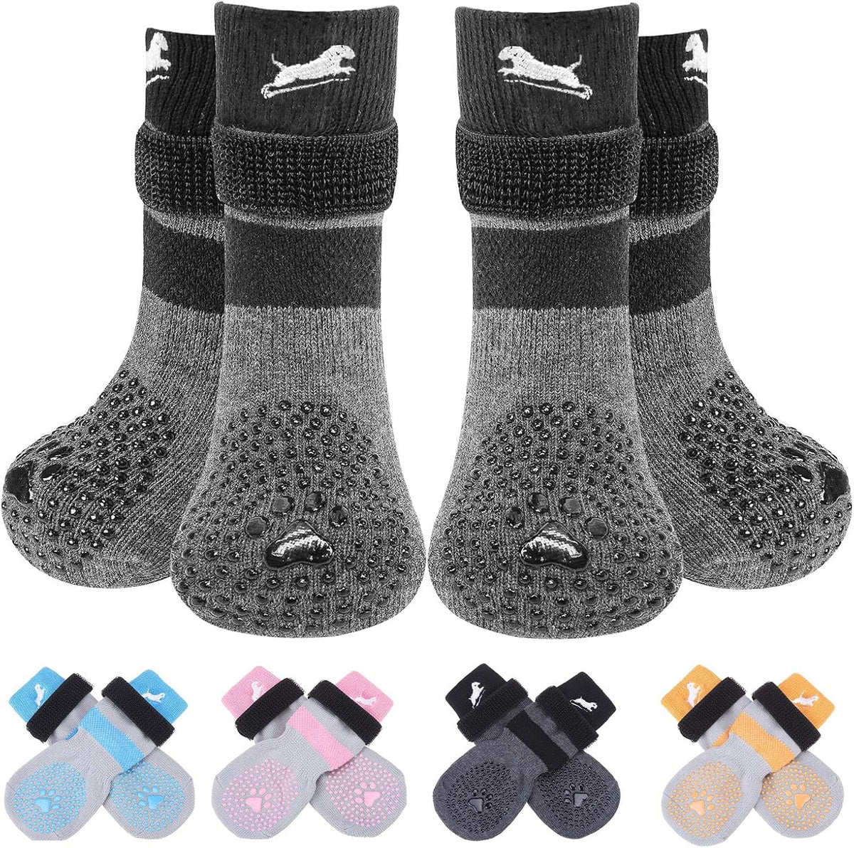 EXPAWLORER 6Pcs Anti Slip Dog Socks to Prevent Licking Paws, Dog Shoes for Hot Pavement Double Sides Dog Boots & Paw Protectors Booties for Hardwood Floors with Grip Small Medium Large Senior Dogs, S - Image 12