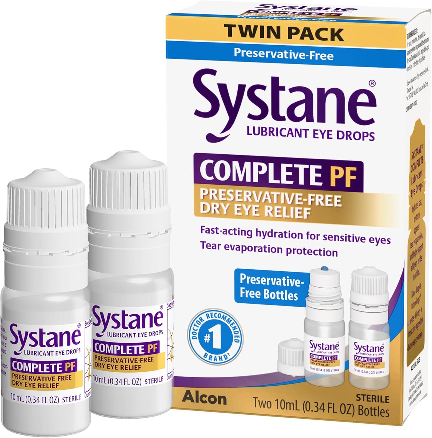 Systane Complete Preservative Free Multi Dose Eye Drops twin pack front view for dry eye relief