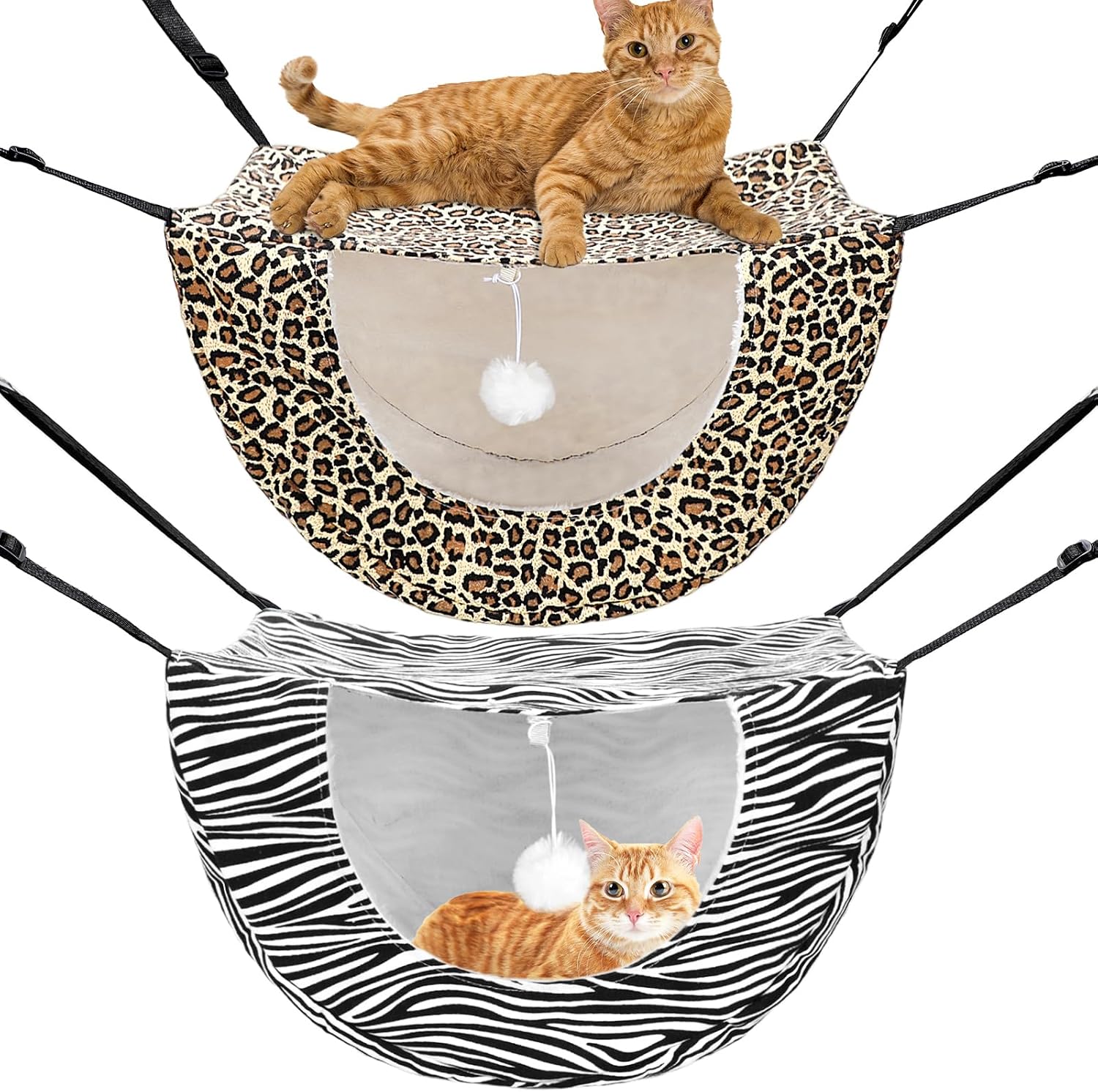 Unittype 2 Pieces Cat Cage Hammock Hanging Pet Bed Double Layer Soft Plush Hanging Pet Comfortable Hammock Bed for Indoor Kitten Ferret Hamster Rabbit or Small Animals, 2 Styles(Boho) - Image 9