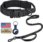 DAGANXI Tactical Dog Collar, Adjustable Military Training Nylon Dog Collar with Control Handle and Heavy Metal Buckle for Medium and Large Dogs, with Patches and Airtags Case (L, Black) - Image 15