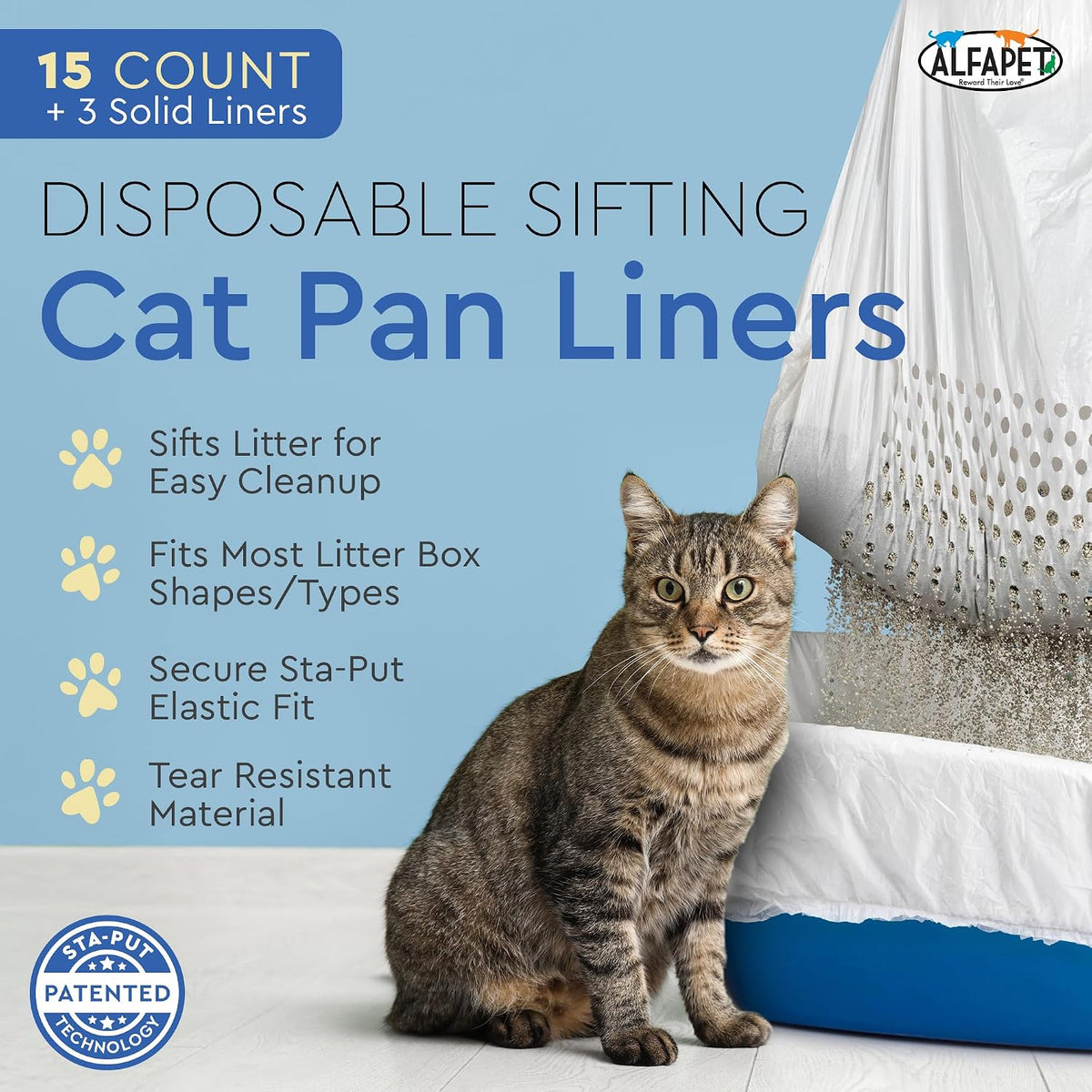 Alfapet cat litter box liners box details and count