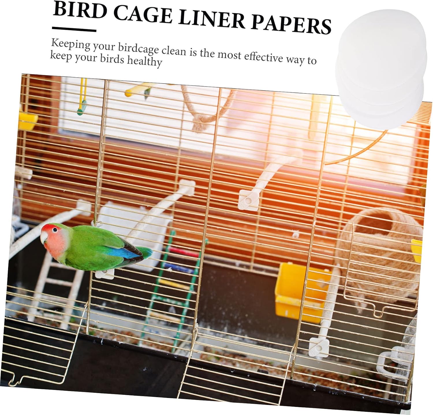 Bird Cage Liner Papers 11.10X11.10X0.11 Inch Absorbent Disposable Cage Liners with Leak-Proof Bottom for Parrots and Small Birds 100 Sheets for Easy Cleaning - Image 9