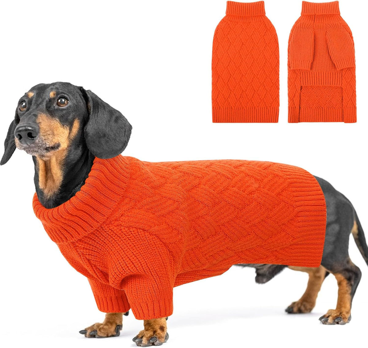 Small Dog Sweater, Turtleneck Dog Sweater for Cold Weather, Puppy Knitwear Pullover for Christmas Thanksgiving, Pet Winter Knitted Sweatshirt for Pug Dachshund, Red S - Image 11