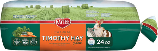 Kaytee Timothy Hay Plus Carrots front packaging view for premium small animal food.