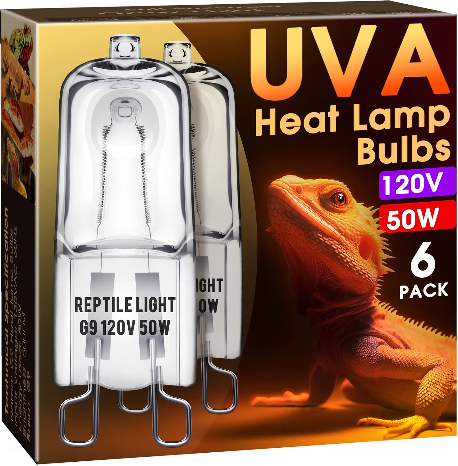 Professional halogen basking lamp for lizard and gecko vivariums packaging view.