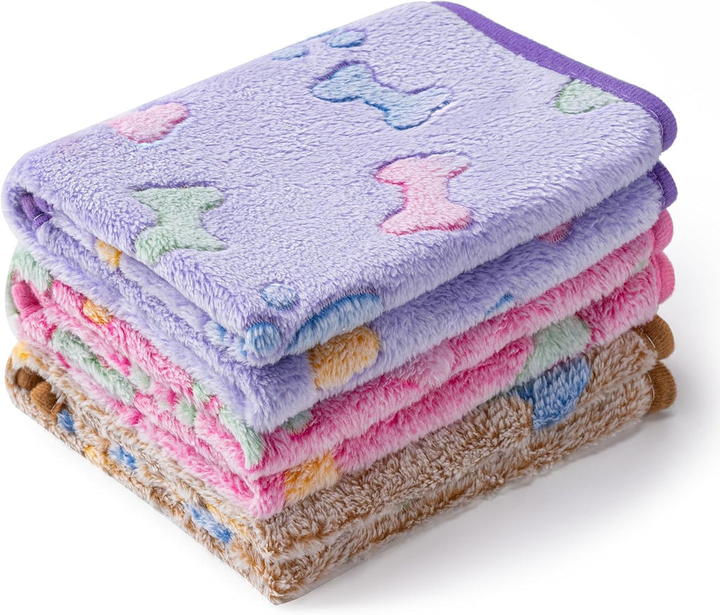 1 Pack 3 Blankets Super Soft Fluffy Premium Fleece Pet Blanket Flannel Paw Printed Throw for Dog Puppy Cat (Small 23x16'', Brown, Pink, White) - Image 14