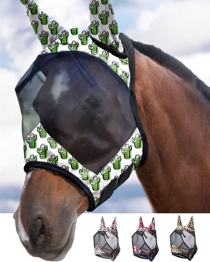 Harrison Howard LumiVista Horse Fly Mask Standard with Ears UV Protection for Horse Dream Star L Full Size - Image 9