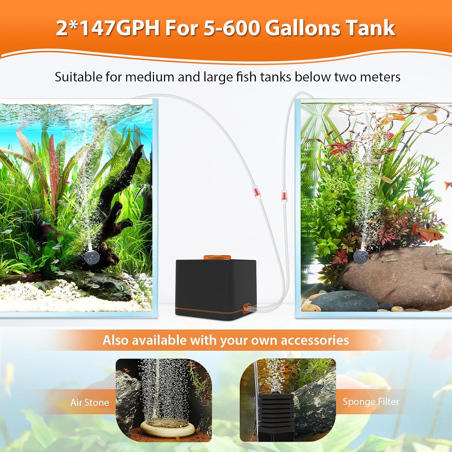 Top view of Hygger oxygen aerator with airflow control dial