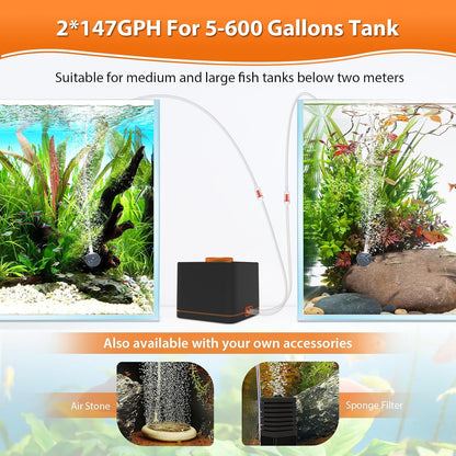 Top view of Hygger oxygen aerator with airflow control dial
