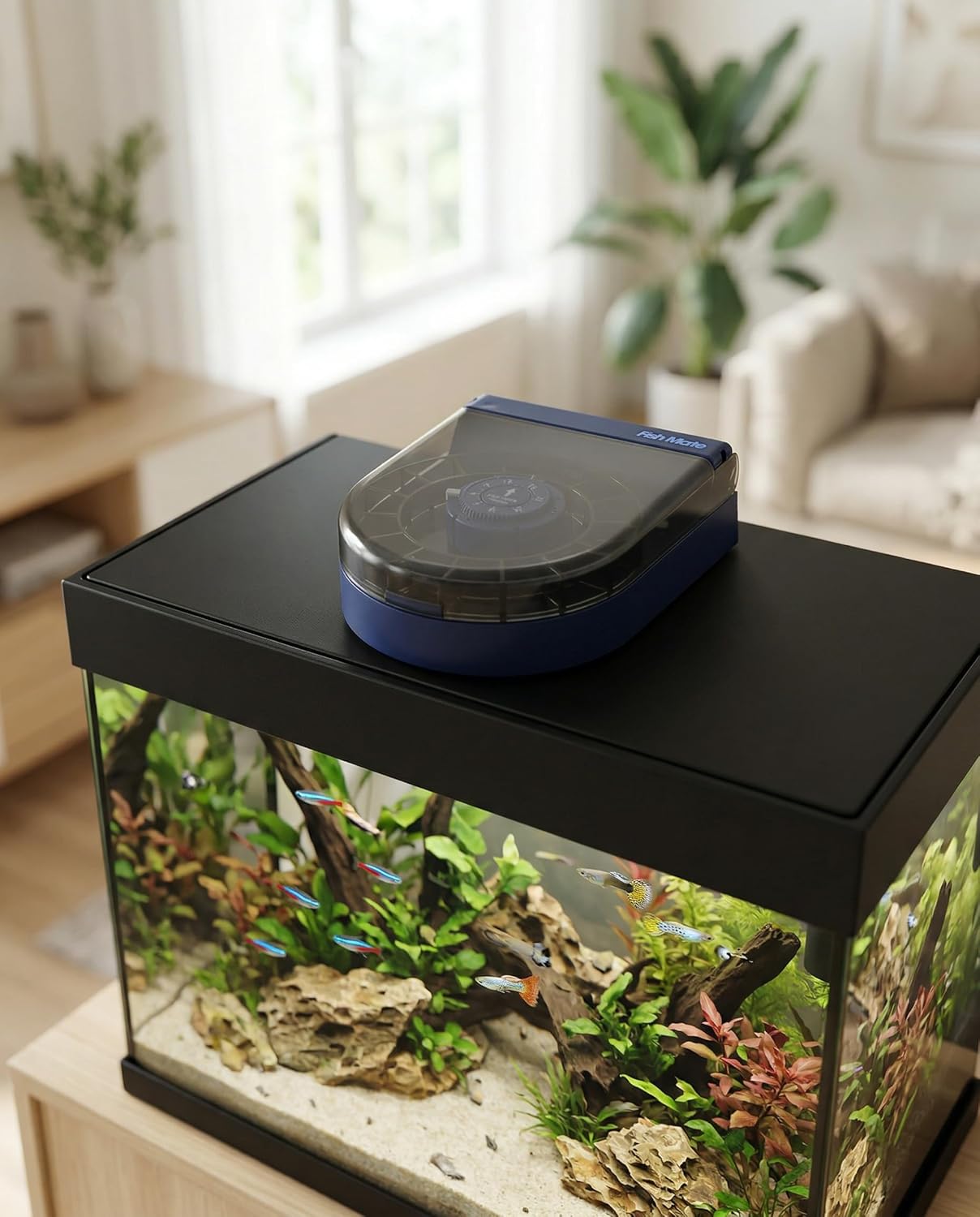 Fish Mate F14 Automatic Aquarium Fish Feeder - 14 Meal Timer Controlled Auto Feeder for Daily or Vacation Use, Adjustable Portions, Includes Mounting Clamps, For Flakes & Pellets - Image 9