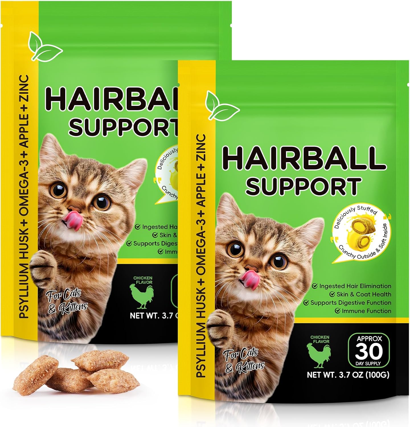 Hairball Treatment for Cats, Hairball Remedy Treats Chews, Cat Furball Treatment, Prevent Hairballs for Indoor Cats, Supports Skin & Coat, Vitamins for Digestion, Chicken Flavor (30 Day Supply) - Image 10