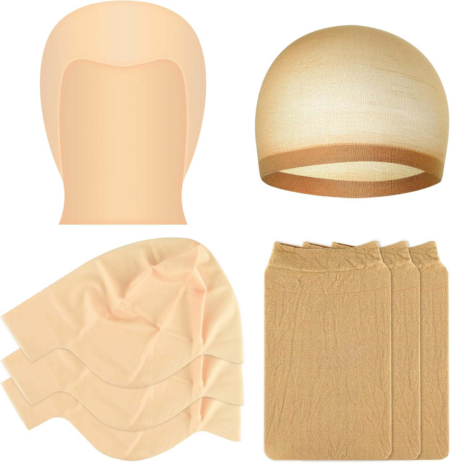 Bouiexye bald cap set with latex and nylon caps front view